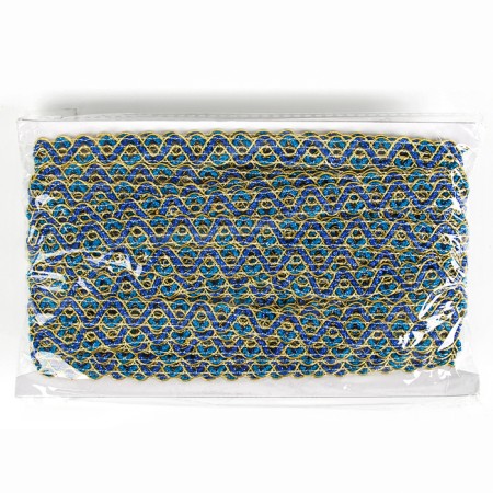Braid "snake", blue-blue with gold, 1.5 cm, 25 m-3