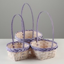 Set of wicker baskets, D16x10/31 cm, D19x10/32 cm, d21x11/36 cm, 3 pcs, purple, bamboo