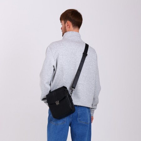 Male bag, guran tomp, artificial leather, black color-6
