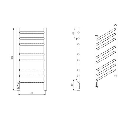 Room electrician Laris lavender Cheka, 300x700 mm, 8 crossbars, left, white-8