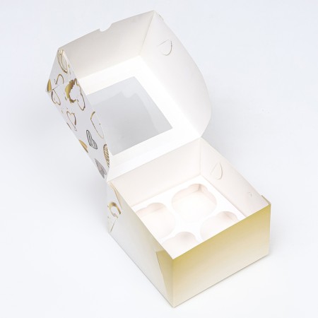 Box for 4 cupcakes with a window, "For You", 16 x 16 x 10 cm-4