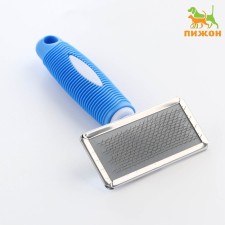Pudder without drops with a corrugated rubber handle 9 x 15 cm, white-blue