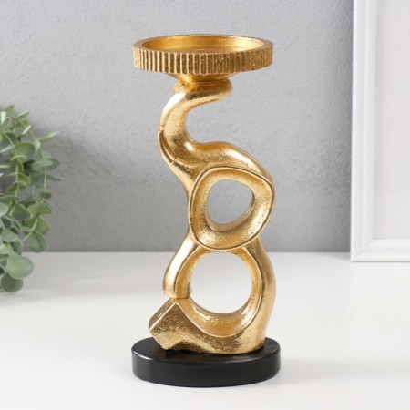 Polystone candlestick for 1 candle "Abstraction. Elephant" Gold 10.9x9.5x23.8 cm-3