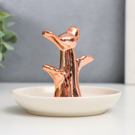 Souvenir ceramic stand for the ring "Bird on the tree" MIX 8.5x10x10 cm-1