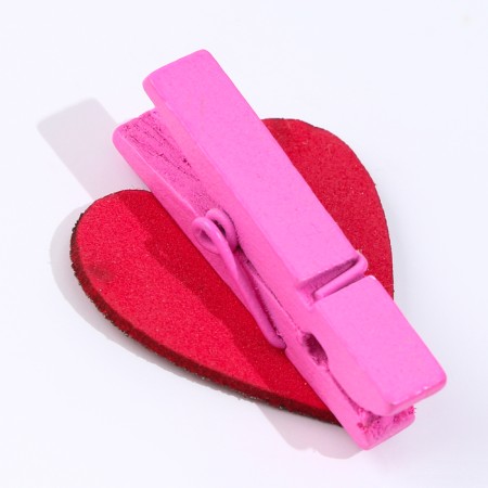 Pink clothespins with red hearts, 3.5 cm, set 6 pcs.-2