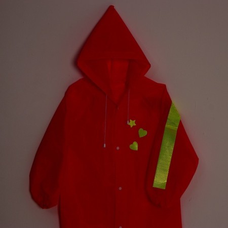 Children's raincoat with reflective elements, pink color (120-160 cm)-2