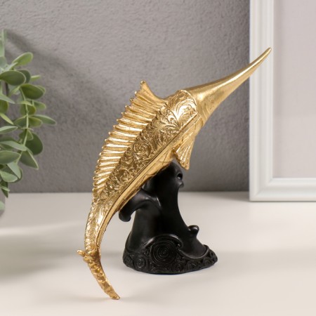Souvenir Polystone "Sword-Ryba Golden with Patterns" 23x7x16 cm-1