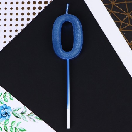 Candle for the cake, number “0”, blue, 4 x 13 cm.-5