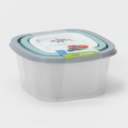Set of square containers Biofresh, 3 pcs: 0.23 l, 0.5 l, 0.9 l, color mix-12