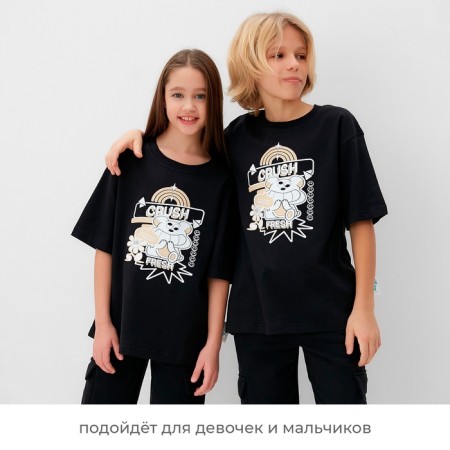 Children's Minaku T -shirt, black color, height 146 cm-14