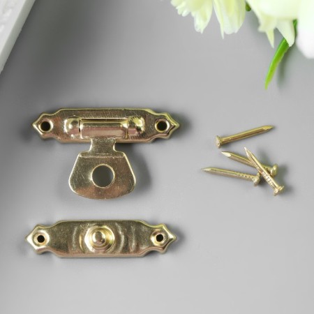 Castle metal for casket gold + nails. set 10 pcs 1.6x2.7 cm