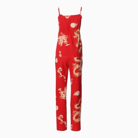 Female set (top/pants), red color, size 46-8