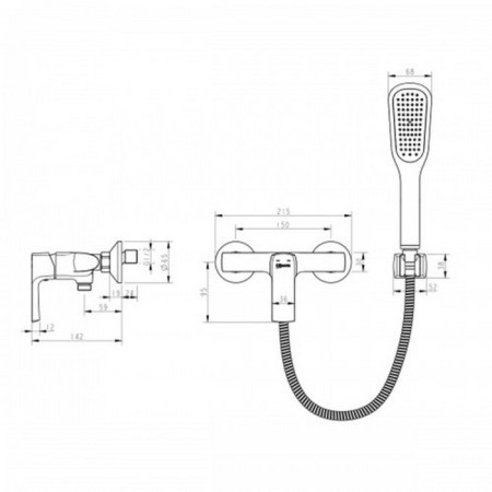 Lemark Ursus LM7203BL shower mixer, single -leaf, without spout, watering can, black-1
