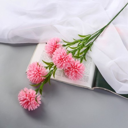 Artificial flowers "chrysanthemum pompom" d-6 cm 80 cm, pink