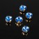 Rhinestones in DSAPs (set 5 pcs.), 6 × 6 mm, blue color in gold