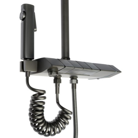 The shower system Zein Z3685, the upper and hand watering can, PVC hose, hygienic set, graphite-15