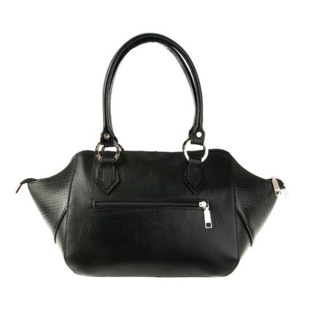 Women's bag with lightning, 1 department with a partition, external pocket, black color-1