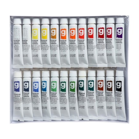 Gouache paints 12 ml, in a metal tube, in a cardboard box, 24 colors-2