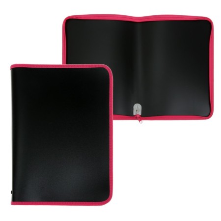 Plastic folder A4, 325 x 230 x 25 mm, lightning around, calligrata "office", PM-A4-11, 0.5 mm, color, texture "Sand", Black black/raspberry