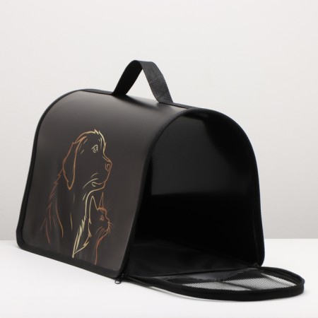 Bag - Frame Animal Carriage, 45 x 25 x 30 cm Black with animals-4