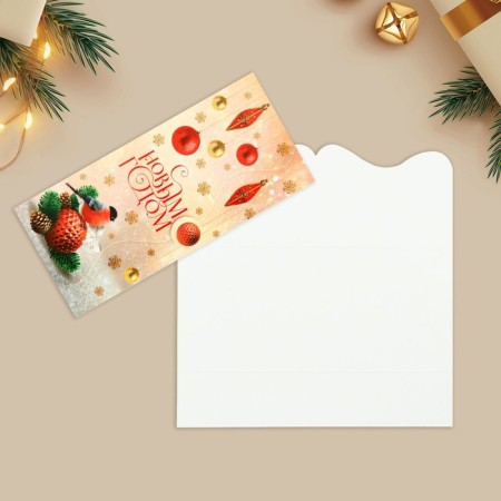 Money envelope "Happy New Year", Snegier, 17.5 x 8 cm, New Year-1
