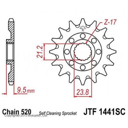 Leading star JT SPROCKETS JTF1441-14SC, chain 520, 14 teeth