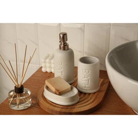 Savanna Bathroom Accessories set, 3 items (soap dish, soap dispenser 400 ml, glass), ceramics, white color-9