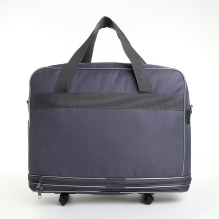 Road bag on wheels, a long belt, with an increase, an outer pocket, the color is gray-1