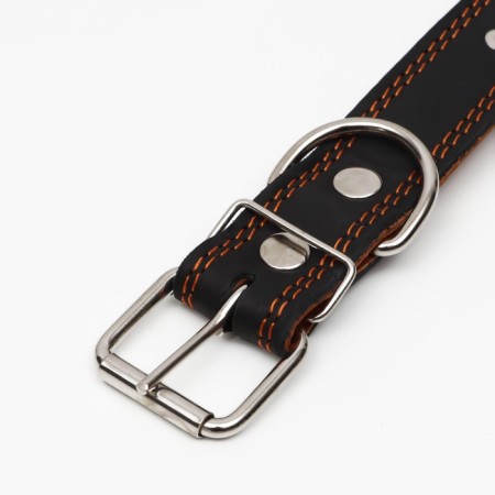 The leather collar "strict spike", 70 x 3.5 cm, Osh 45-60 cm, black-5