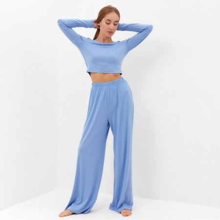Female set (longshit, trousers) minku: Home Collection Blue color, rr 42-3