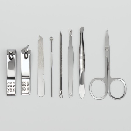 Manicure set, 8 items, in a plastic case, lilac color-3