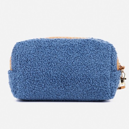 Cosmetic bag with a zipper, with a lining, blue color-1