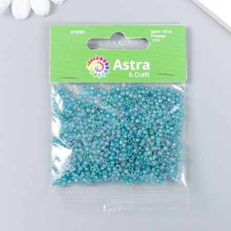 Beads "Astra" 11/0, 20 g (181a turquoise/transparent, rainbow)-2