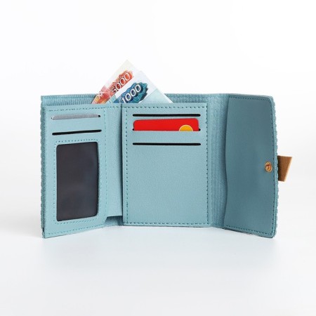 Women's wallet on the button, blue color-3