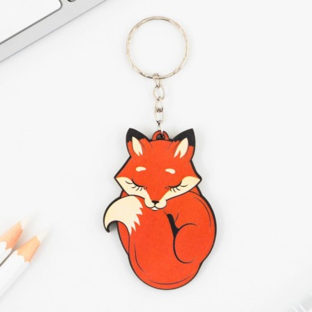 Key keychain wooden "Fox" 5 x 6 cm-1
