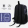 A backpack with a zipper, 3 external pockets, black/gray color