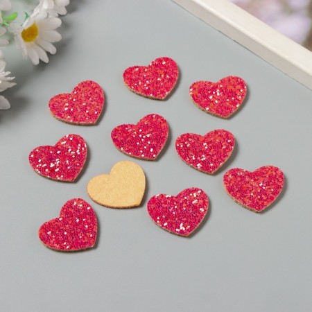Decor for the creativity of felt lords "Heart" pink 2.7x3 cm-1