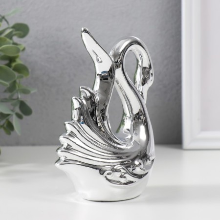 Souvenir Ceramics "Swan. Subordance" silver 6x10x14.5 cm-1