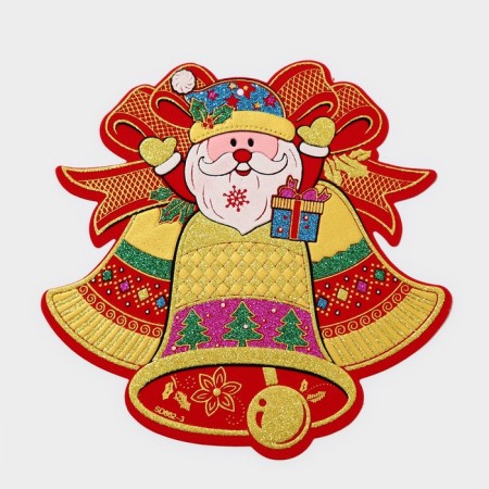Decorative sticker "Santa Claus and bells" 21.5x22 cm-1