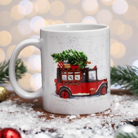 Mug "Time to create miracles" machine, Christmas tree, 320 ml