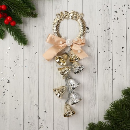 Decoration New Year's "Cozy Fairy Tale" Patterned ball Bant, 9x23 cm, gold