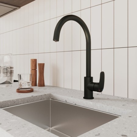 MILARDO RORA RORBLFJM05 kitchen mixer, pour 203 mm, filtered water valve, black matte-1