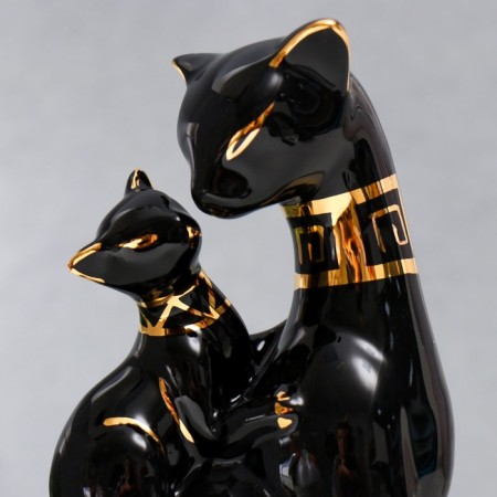 Souvenir Ceramics "Egyptian cat with a kitten, black" 23x8x5.5 cm-4