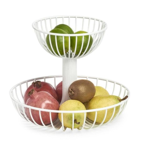 Fruit vase 2-tier white, 29 × 23.5 cm, metal