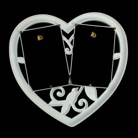 Photo frame plastic in 2 photos 10x15 cm "Bird in the heart" white 29.5x28 cm-3