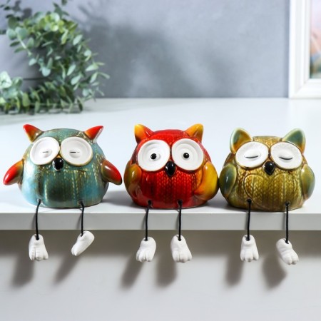Souvenir Ceramics "Knitted Lotty with long legs" set 3 pcs 8x7.5x9.5 7.5x8x12 cm