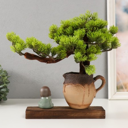 Souvenir tree, porcelain "Little monk under a tree" 31.2x4.5x7.8 cm-2