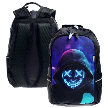School backpack, 37 x 26 x 13 cm, ergonomic back, calligrata with "mask"-5