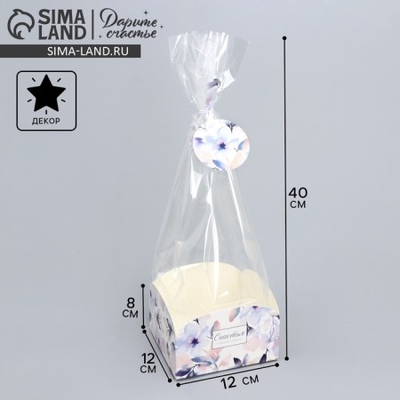 Gift package with a box, packaging, "flowers", 12 x 12 x 40 cm