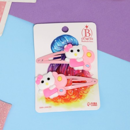 Invisibility for hair "Adele" (set 2 pcs) Kisonka, 5.5 cm, pink